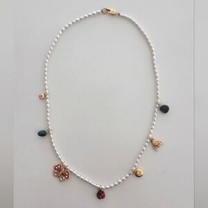 Bimba Y Lola, Charming Butterfly Pearl Necklace with Colorful Accents